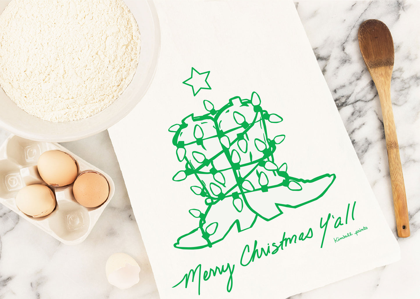 Merry Christmas Y'all Tea Towel