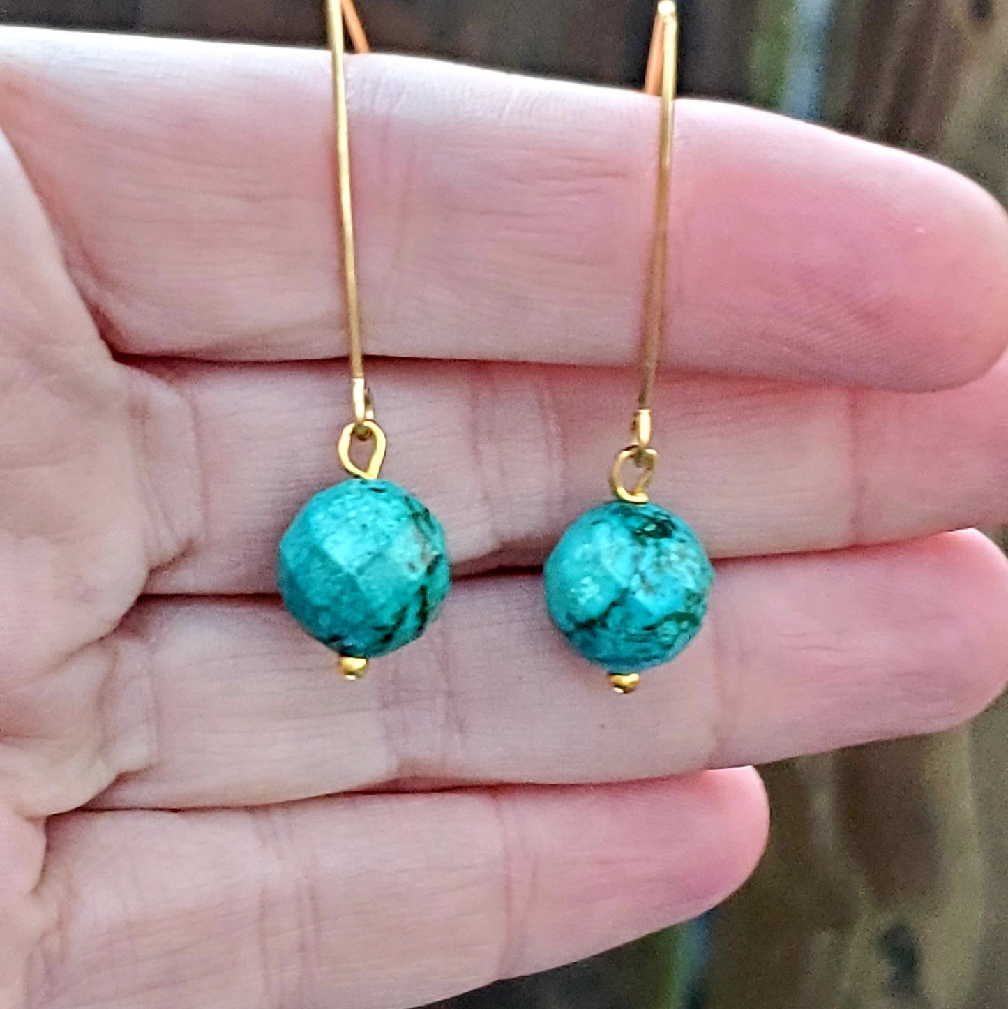 Faceted Turquoise Teardrop Earrings