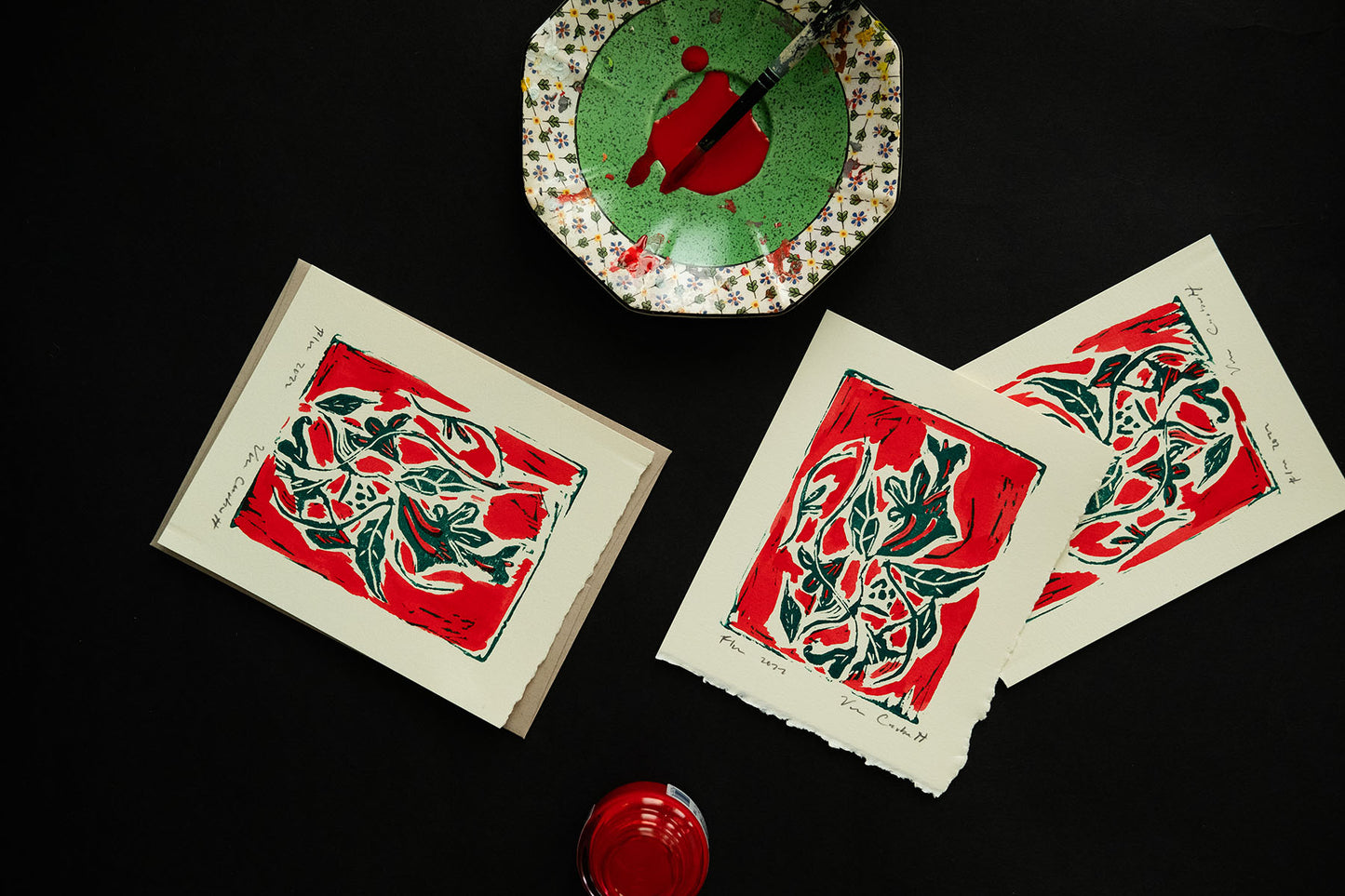 Tiny Floral Red Card Pack
