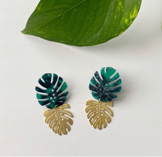 Double Monstera Earrings