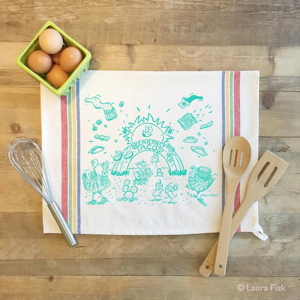 Breakfast Tacos Funny Food Tea Towels
