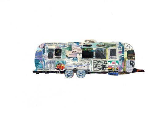 Airstream Trailer Postage Stamp Collage Print