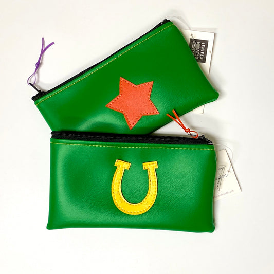 Green Vinyl Zippered Pouch