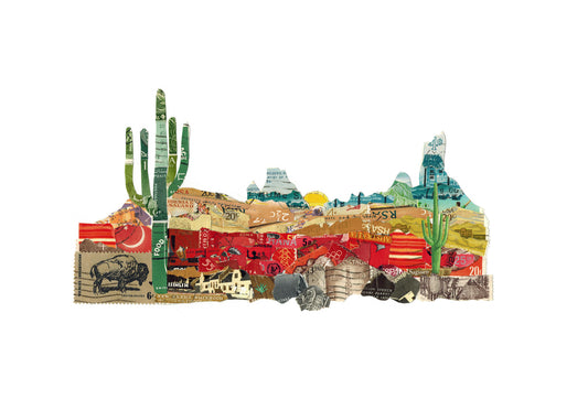 Southwest Postage Stamp Collage Print