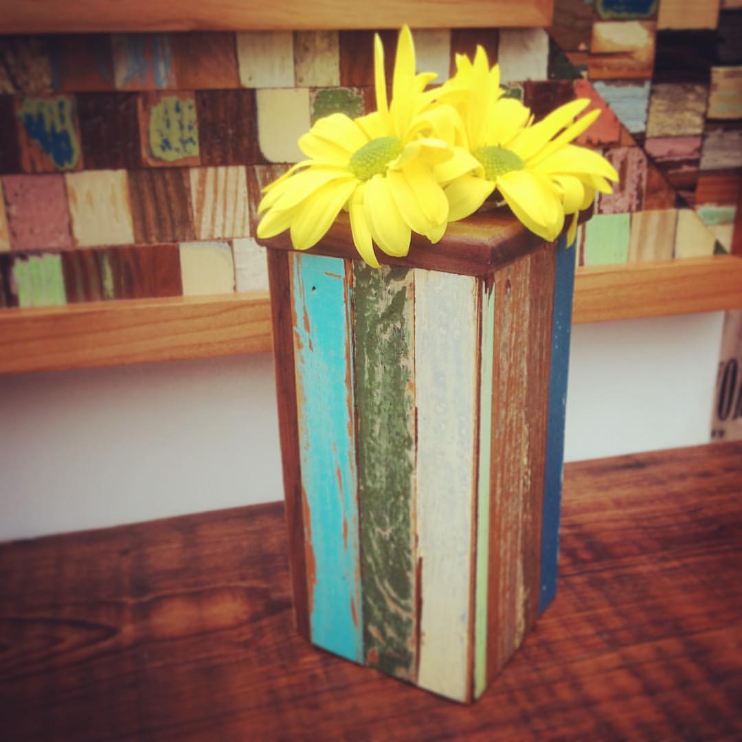 Salvaged Wood Striped Vase