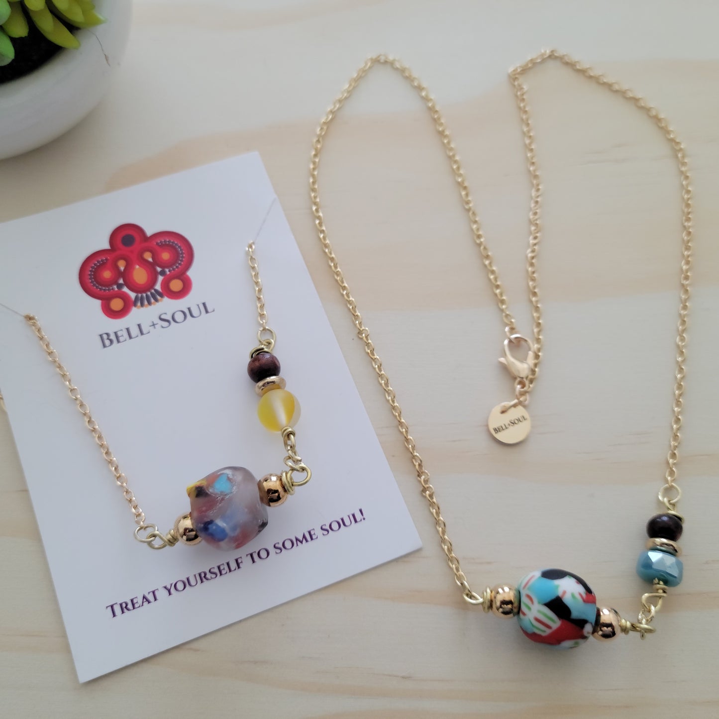 Dainty African Bead Semi-Asymmetrical Necklace