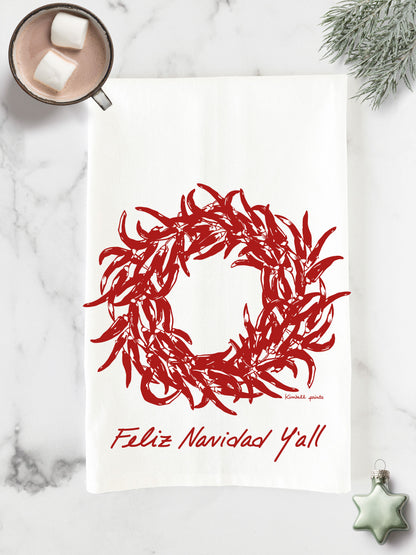 Feliz Navidad Y'all Tea Towel