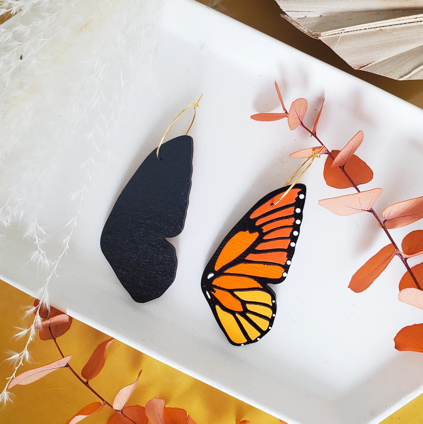 Monarch Butterfly Hoop Earrings