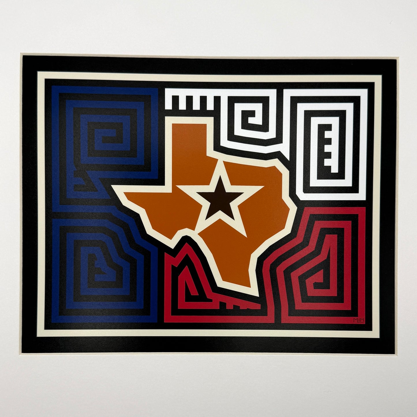 Texas Map-Flag Mola Print