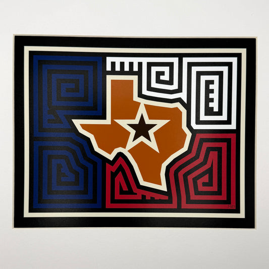 Texas Map-Flag Mola Print