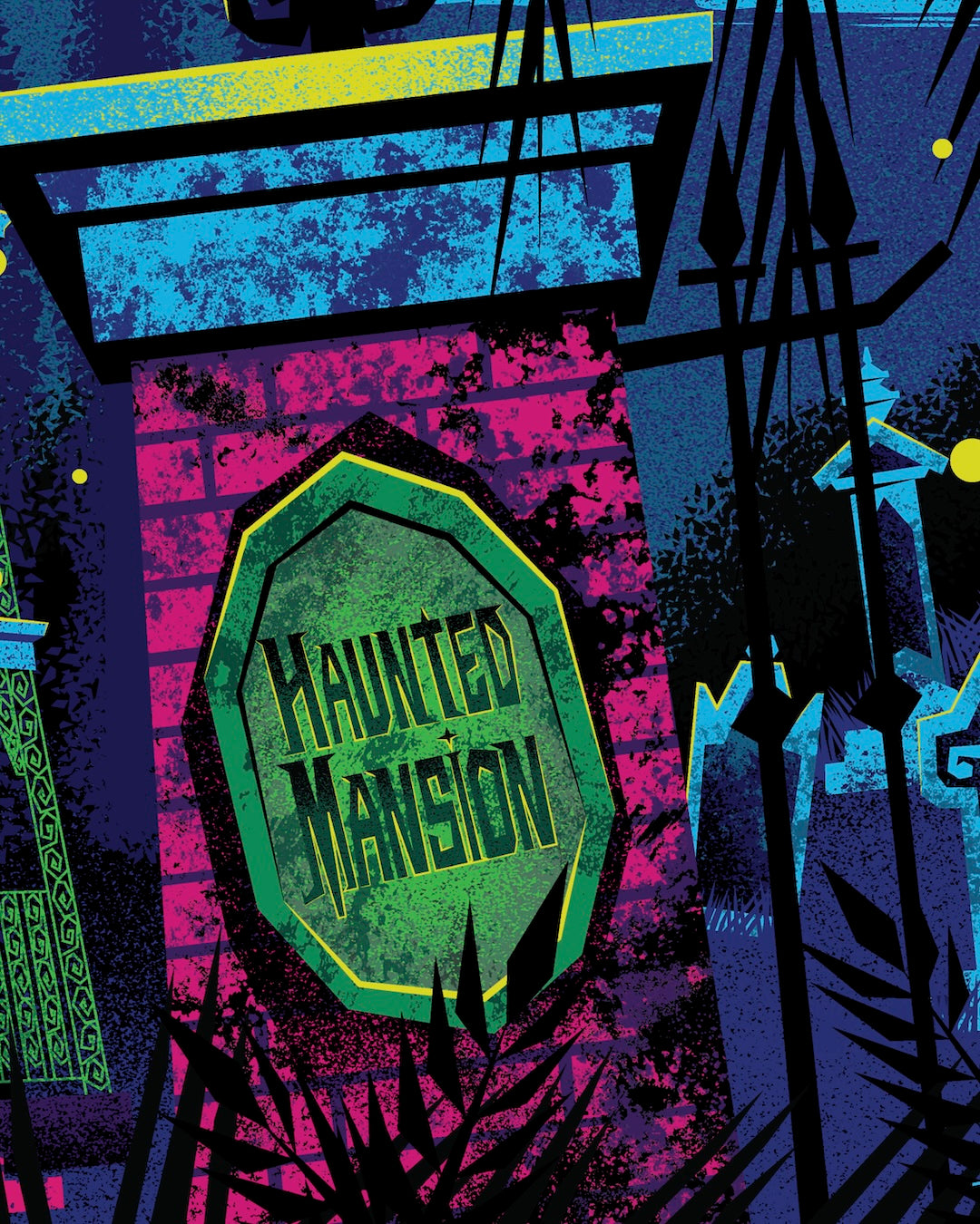 Grim Grinning Ghosts Come Out To Socialize Print