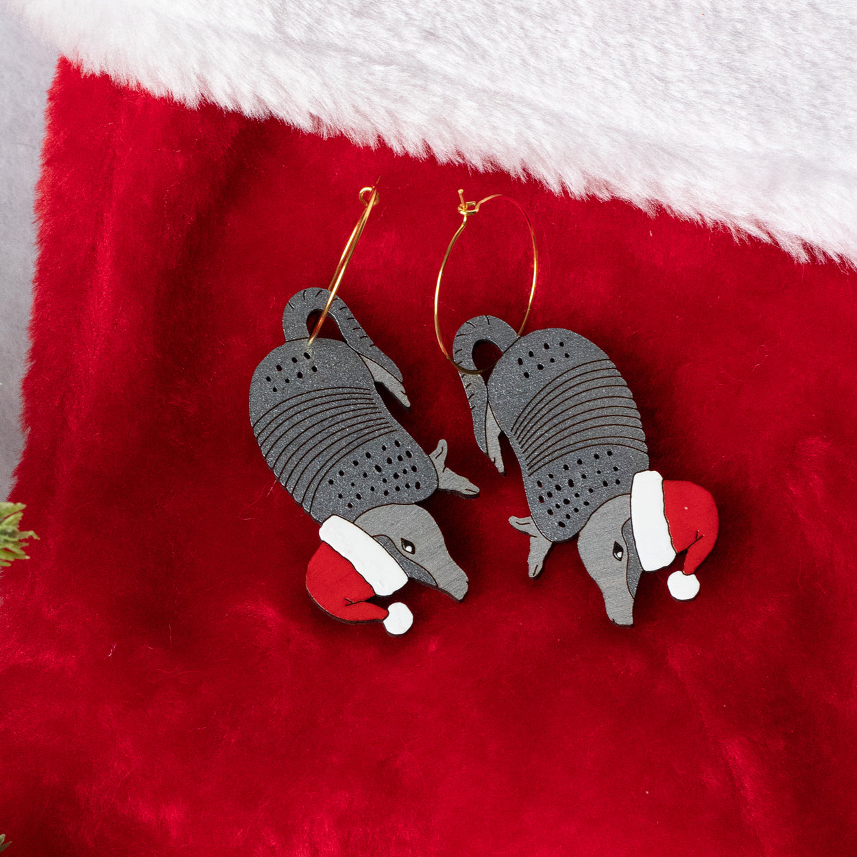 Holiday Armadillo Hoop Earrings