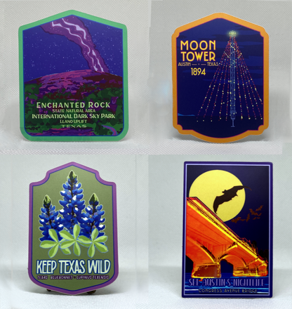 Retro WPA style vinyl stickers