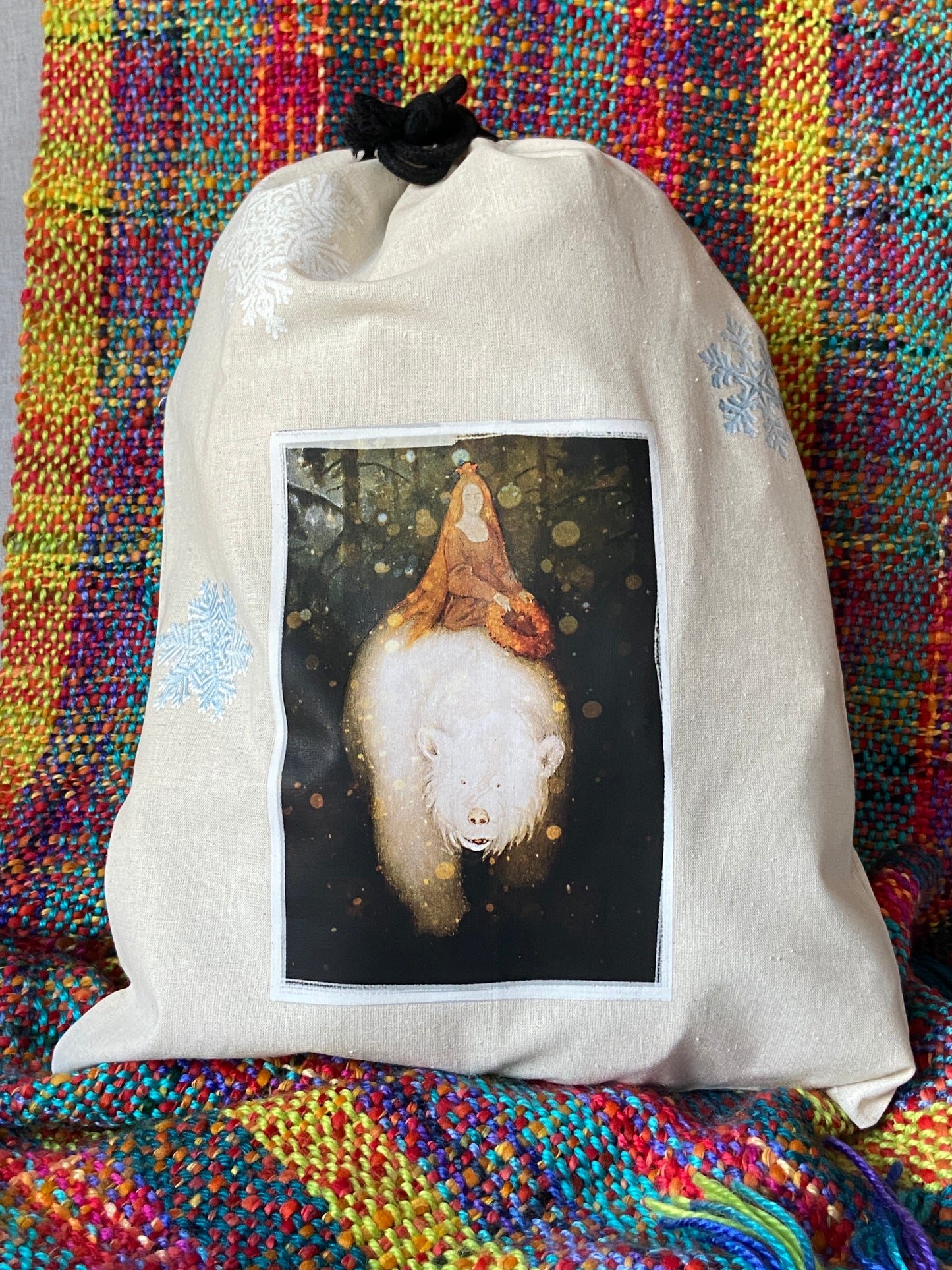 Wide Reusable Canvas Drawstring Gift Bag