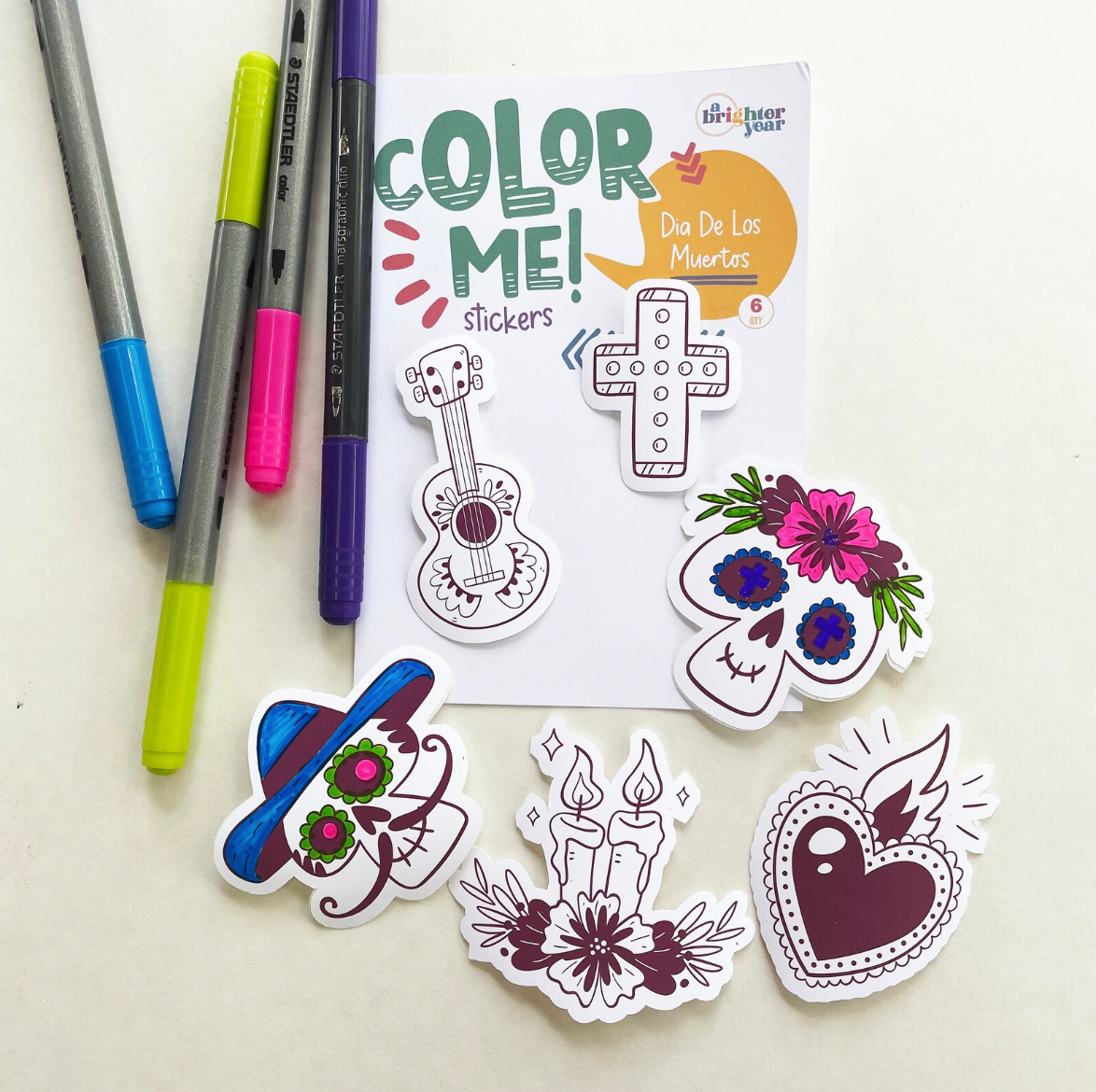 Dia de los Muertos Color-Your-Own Sticker Set