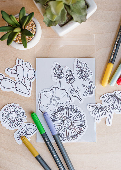 Wildflowers Color Your Own Sticker Set