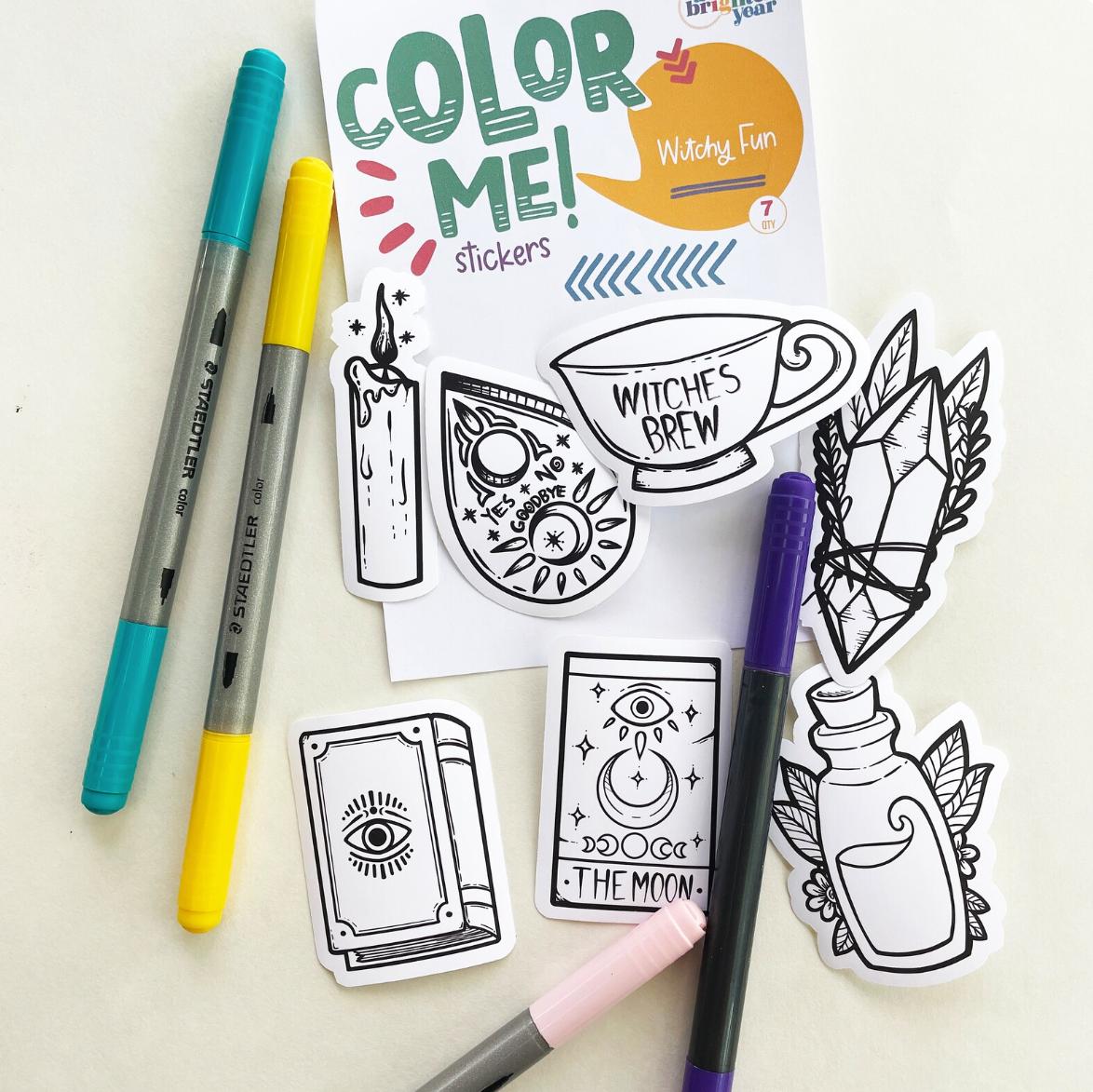 Witchy Fun Color-Your-Own Sticker Set