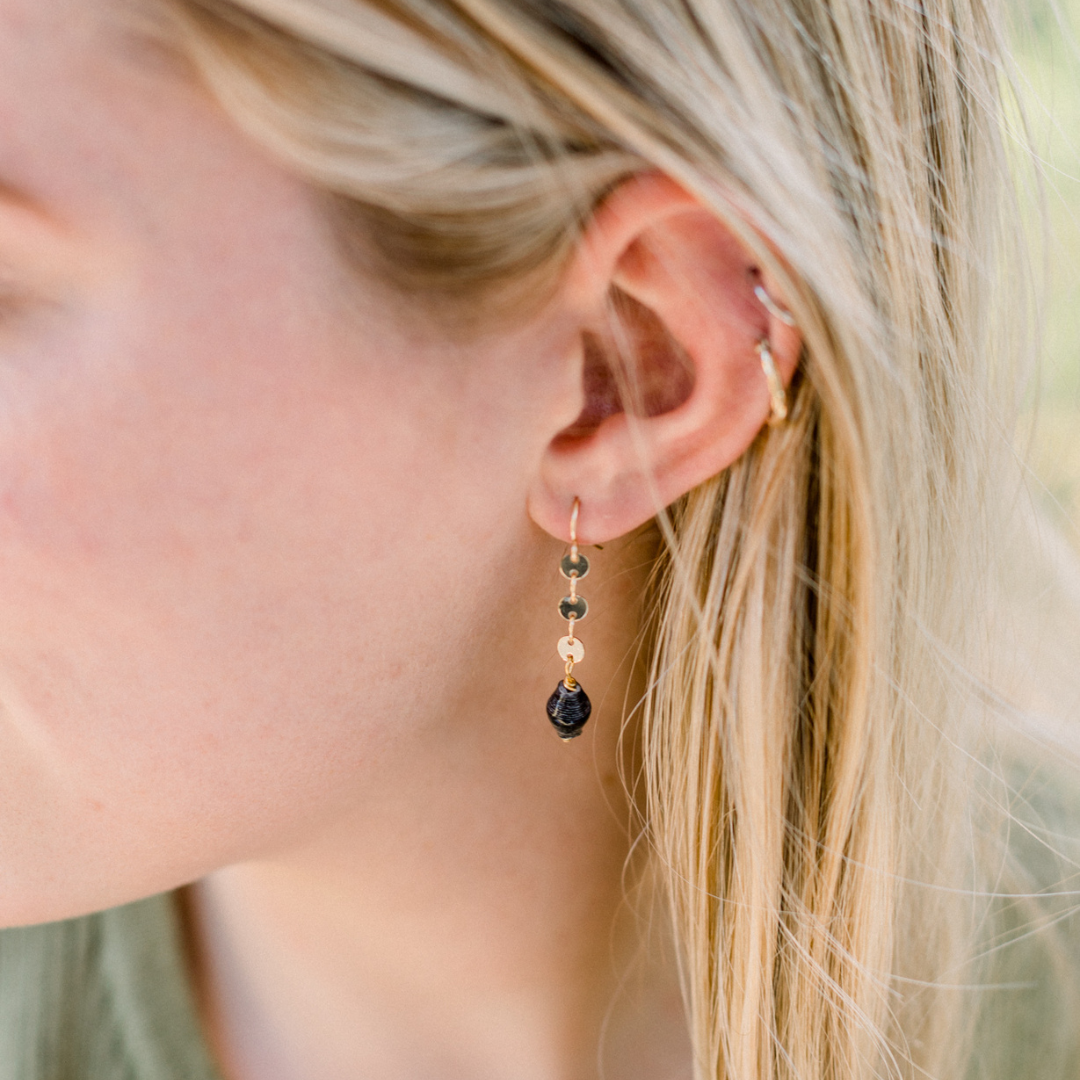 Dainty Paper Bead Dangle Earrings