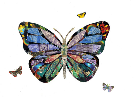 Butterflies Postage Stamp Collage Print