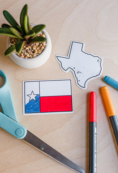 Texas Pride Color Your Own Sticker Set