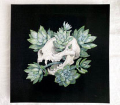 Cat Skull Succulents Print