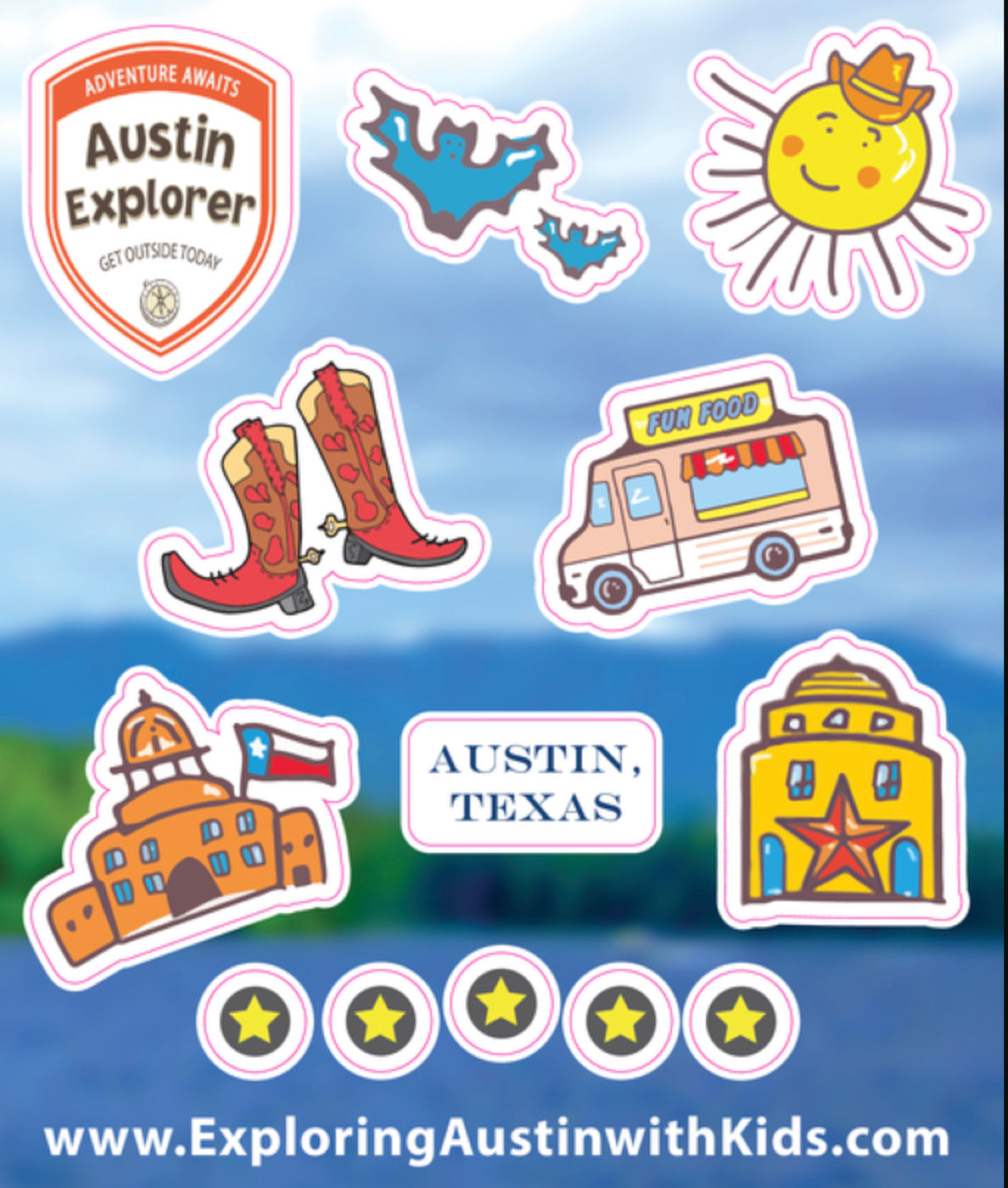 Exploring Austin with Kids Sticker Set