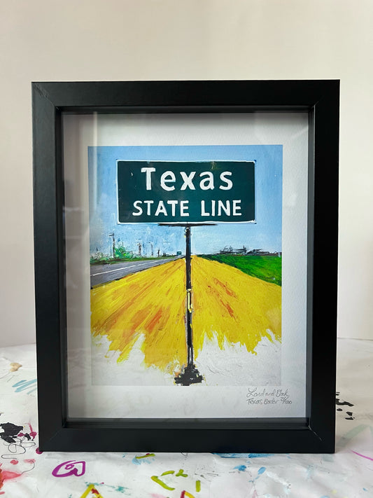 Texas State Line Shadowbox Art Print